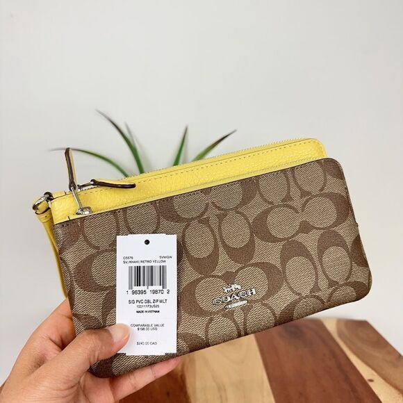 NWT Coach Double Zip Wallet In Signature Canvas - Picture 7 of 7